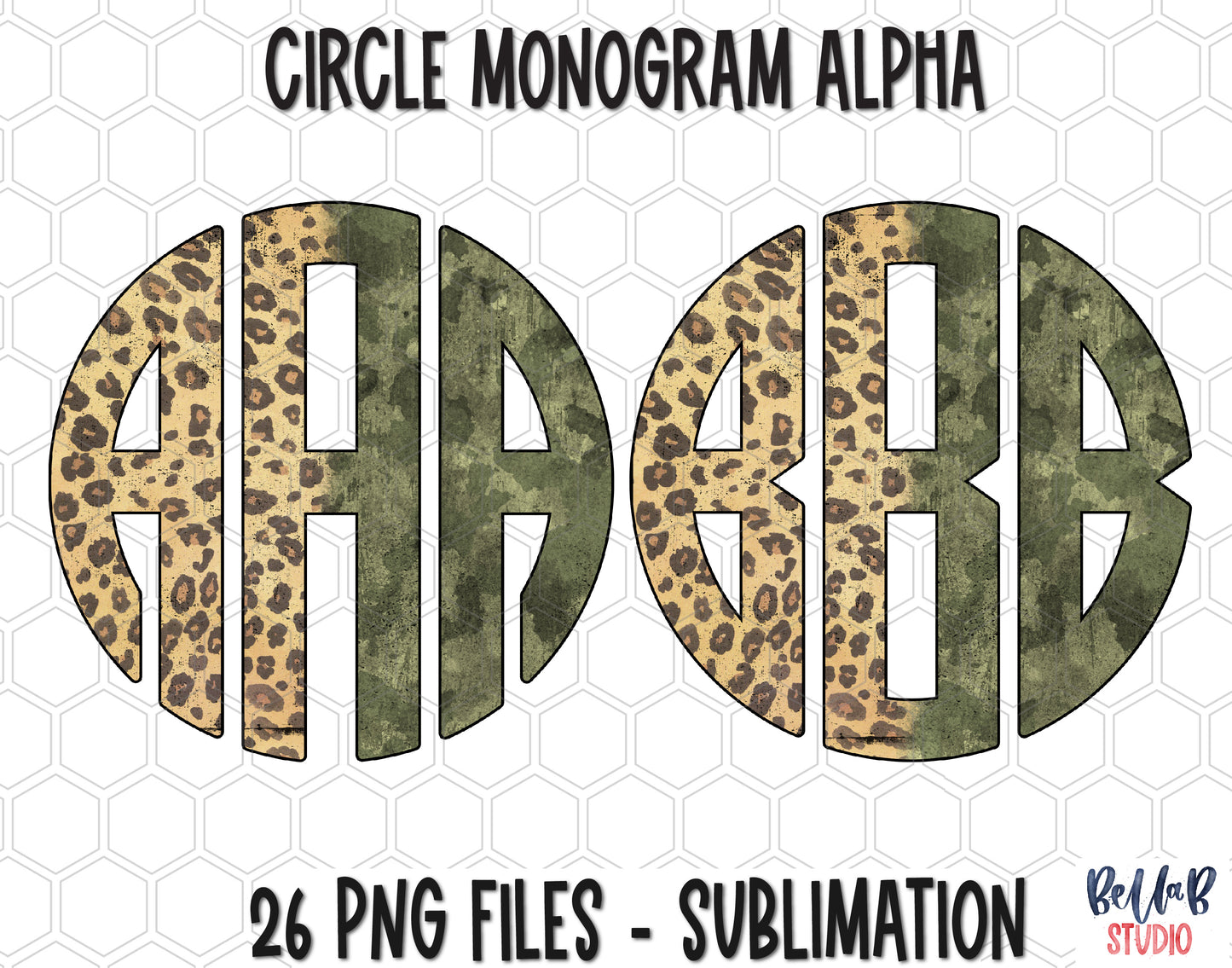 Leopard and Camo Circle Monogram Alpha Set