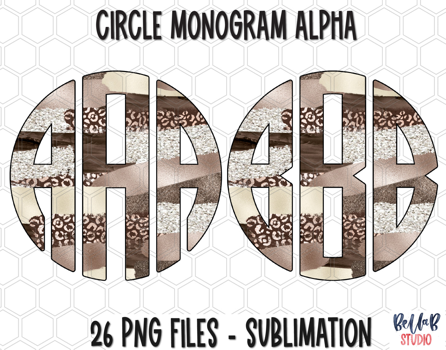 Nude Leopard Strokes Circle Monogram Alpha Set