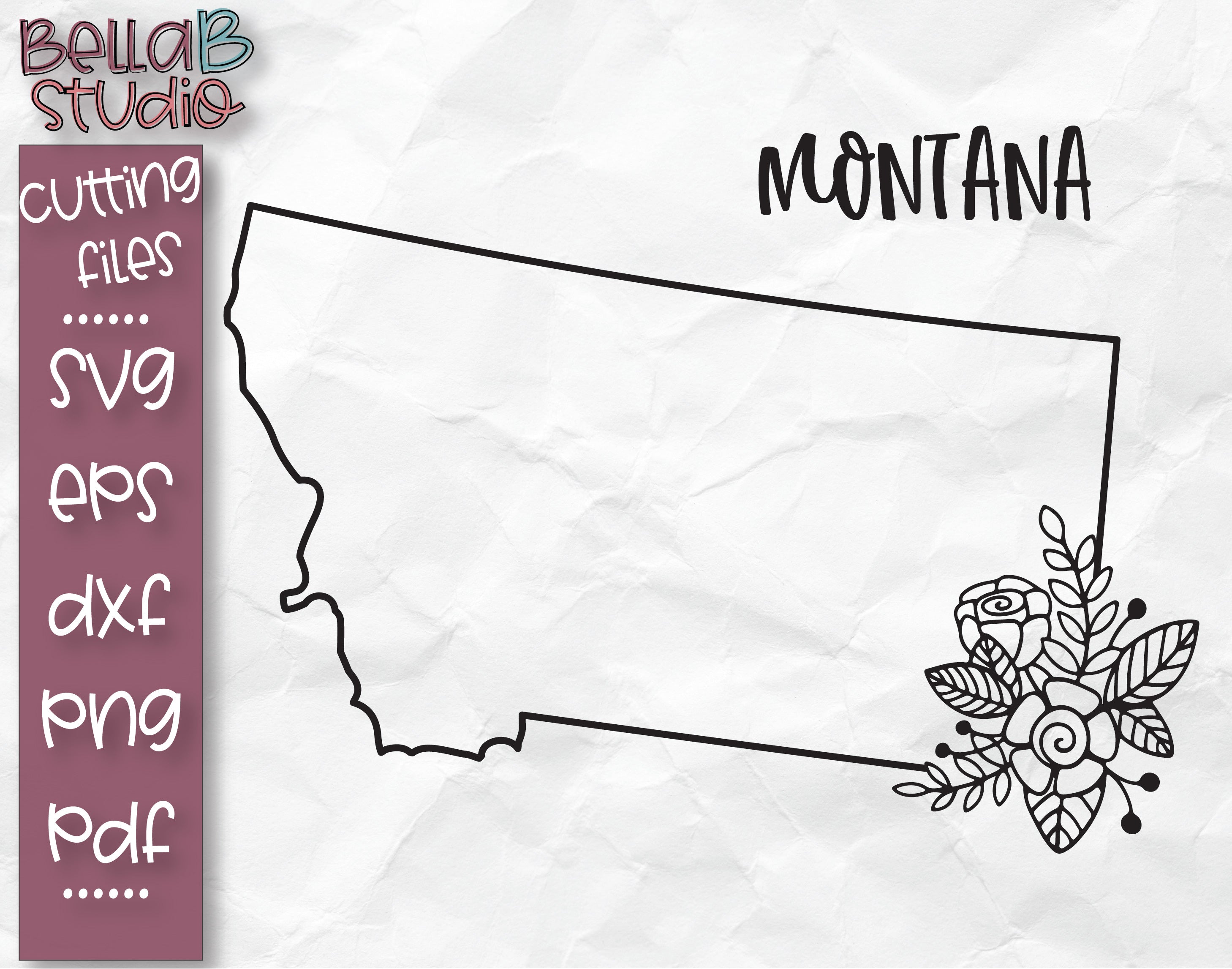 Floral Montana Map SVG File – Bella B Studio