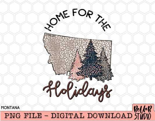 Home For The Holidays -Christmas Montana PNG Design