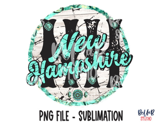 New Hampshire Turquoise Sublimation Design