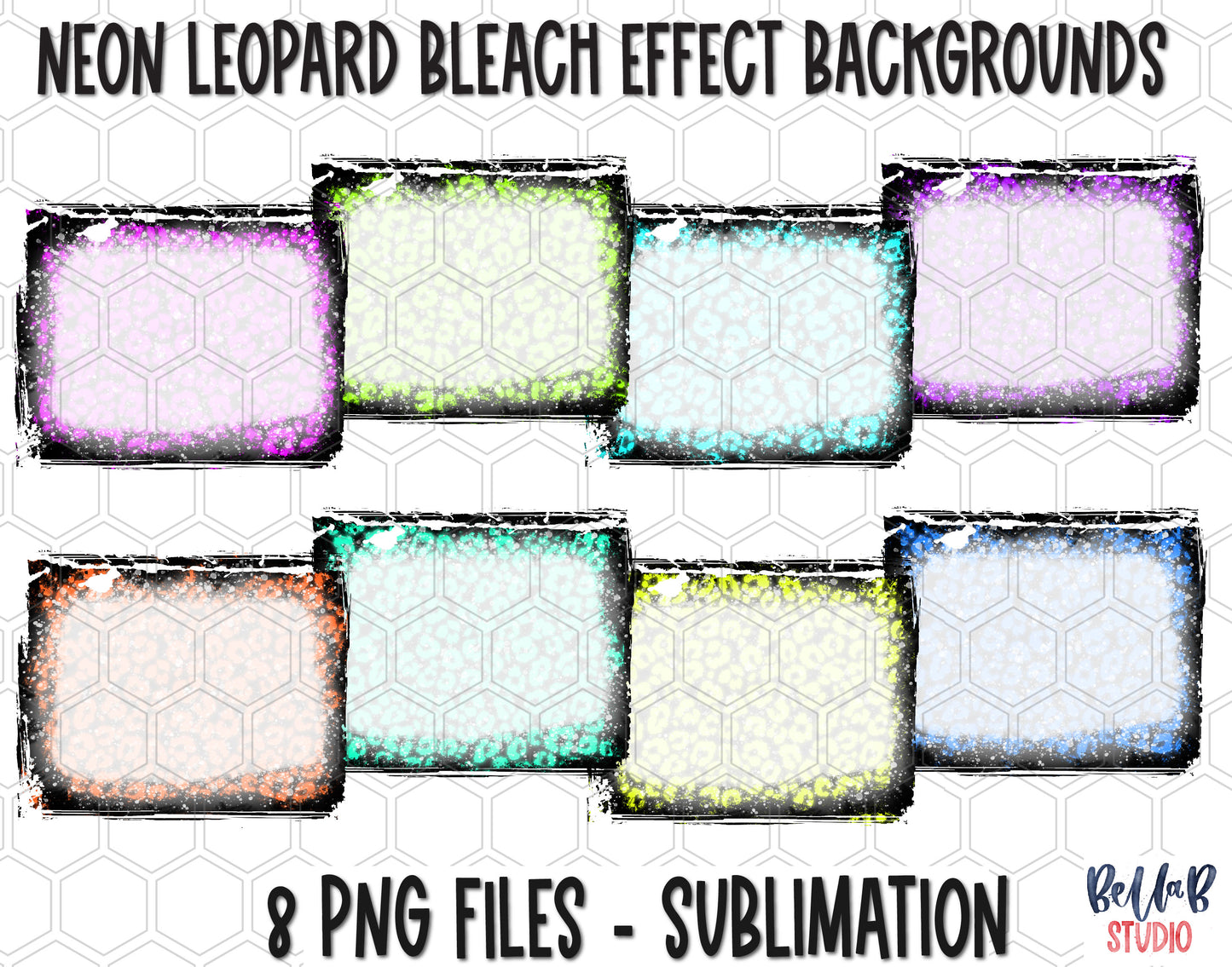 Neon Leopard Bleach Effect Sublimation Background Bundle, Backsplash