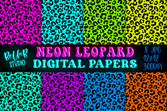 Neon Leopard Print Digital Papers