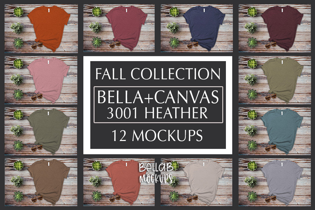 Bella Canvas 3001 Heather Mockup Bundle - Fall Collection