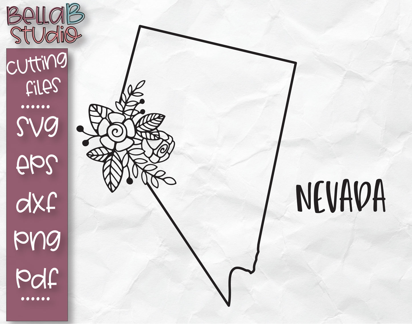Floral Nevada Map SVG File