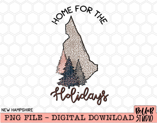 Home For The Holidays -Christmas New Hampshire PNG Design