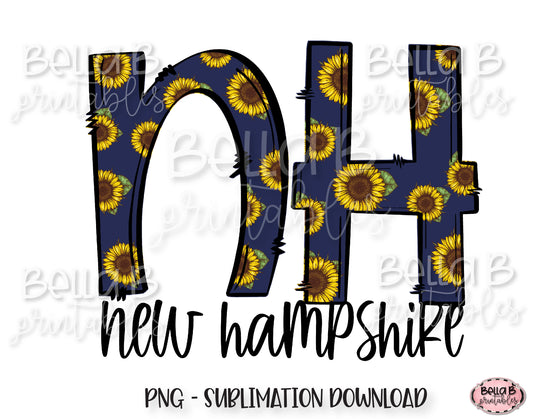 Sunflower New Hampshire State Sublimation Design