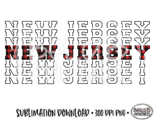 New Jersey State Sublimation Design, Mirrored State Design