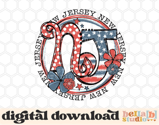New Jersey Retro Flowers PNG Design