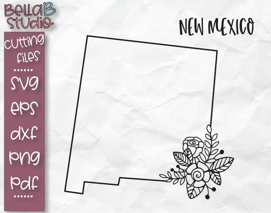 Floral New Mexico Map SVG File