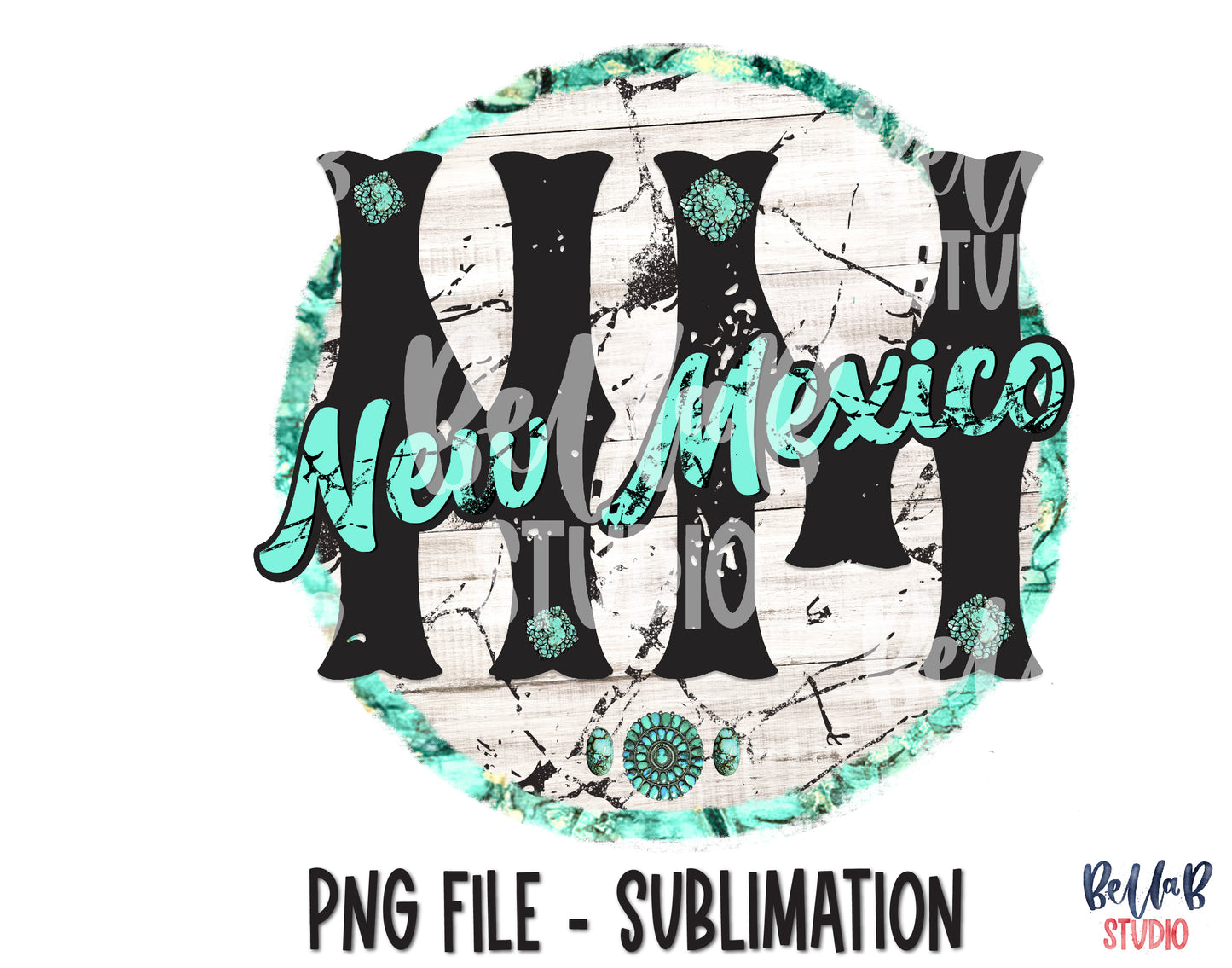 New Mexico Turquoise Sublimation Design