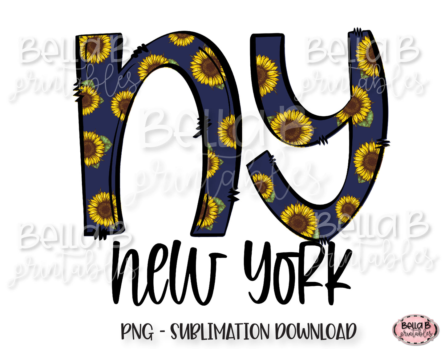 Sunflower New York State Sublimation Design