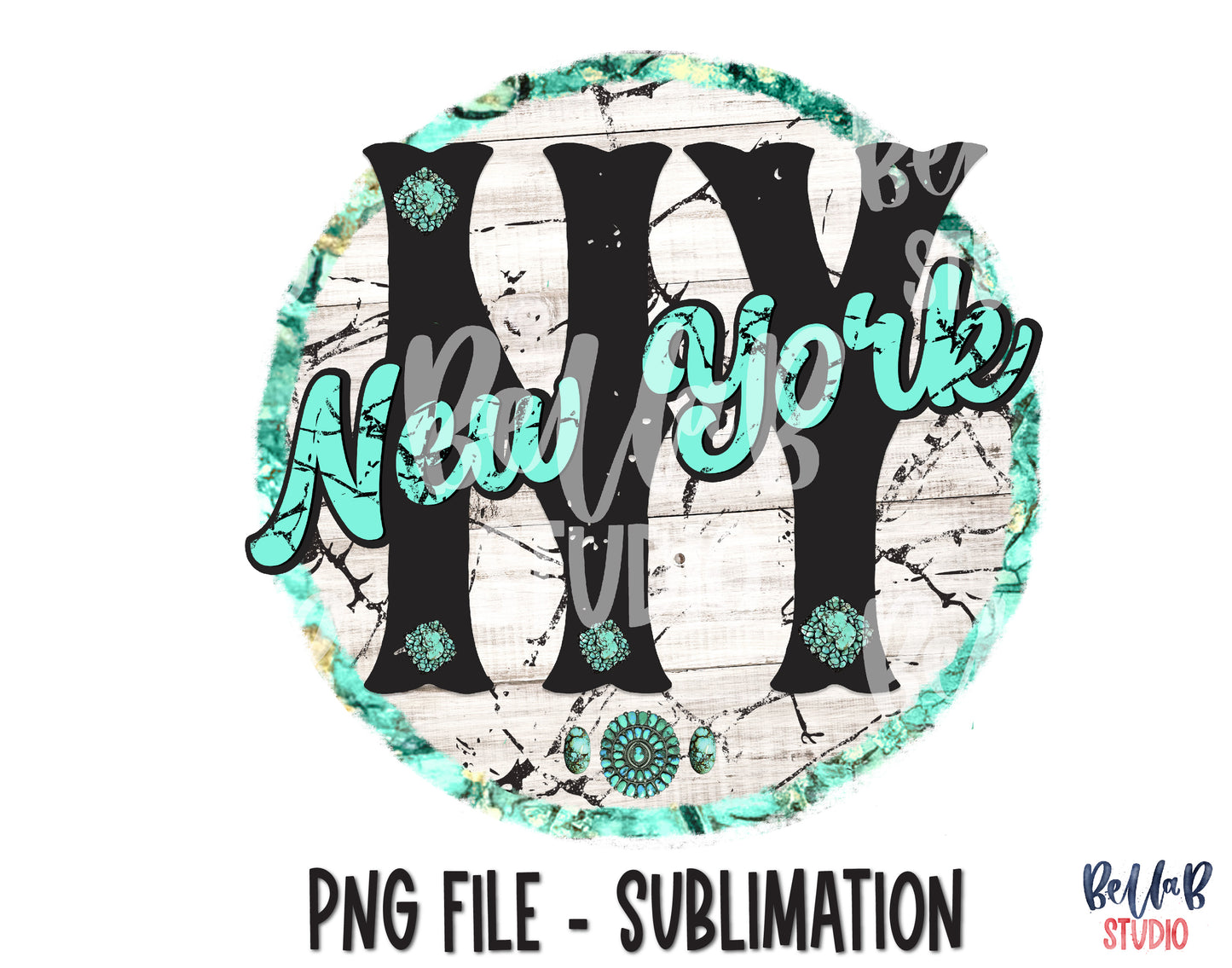 New York Turquoise Sublimation Design