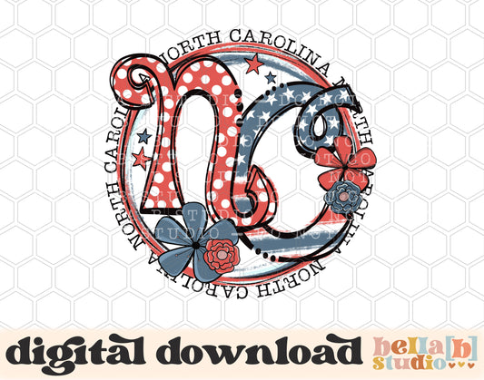 North Carolina Retro Flowers PNG Design