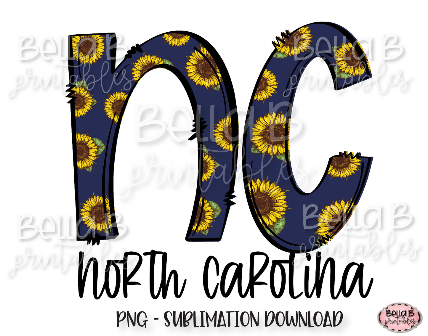 Sunflower North Carolina State Sublimation Design