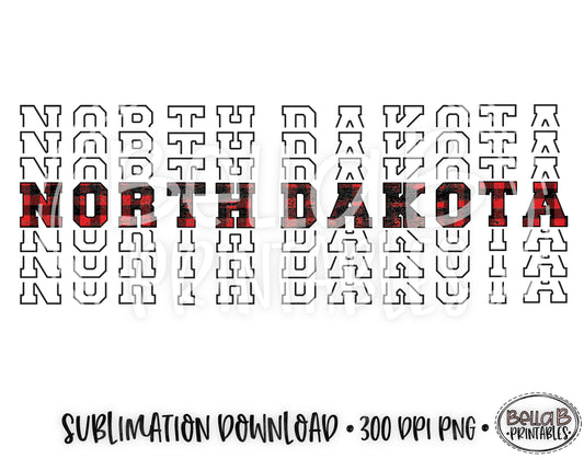 North Dakota State Sublimation Design, Mirrored State Design
