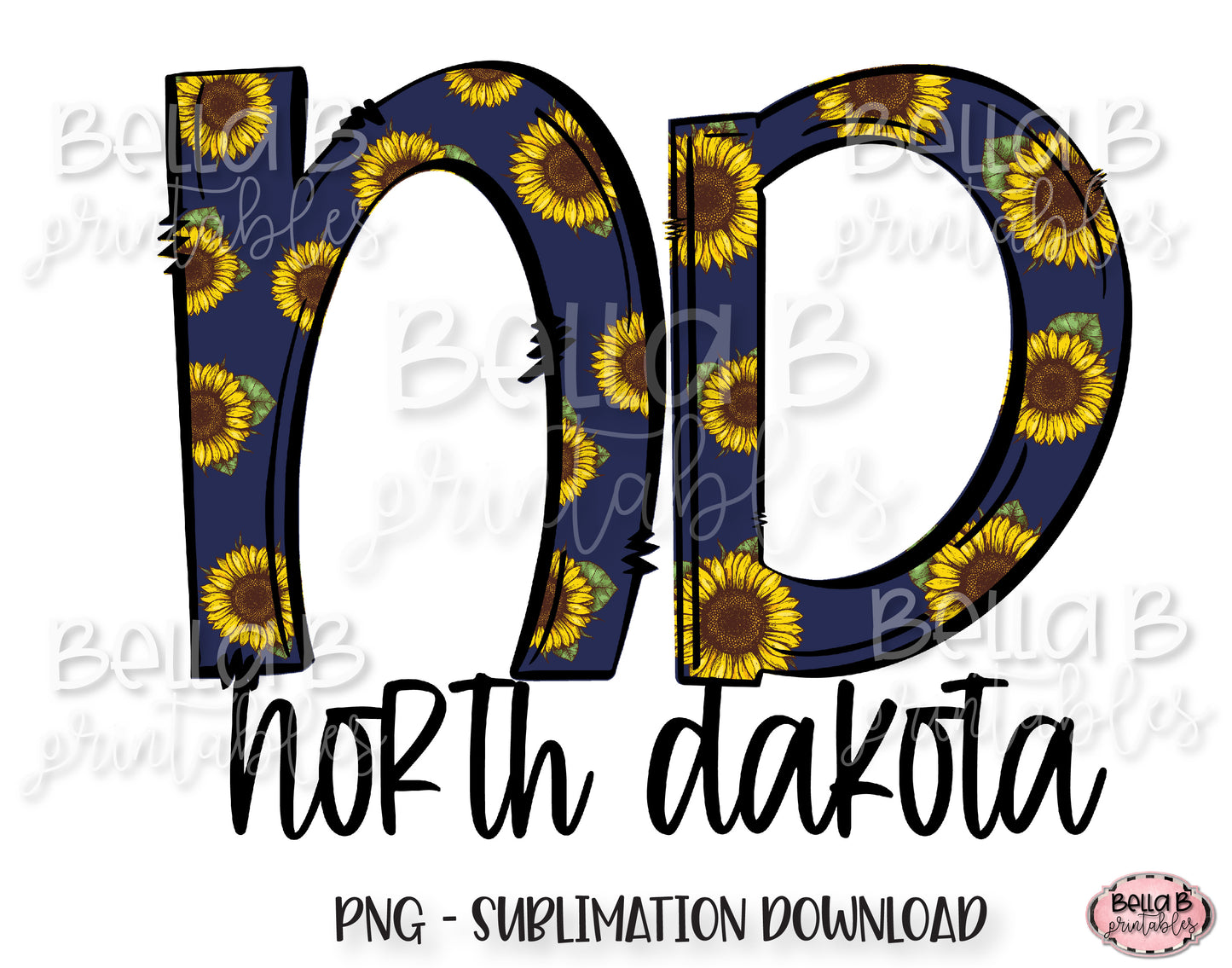 Sunflower North Dakota State Sublimation Design