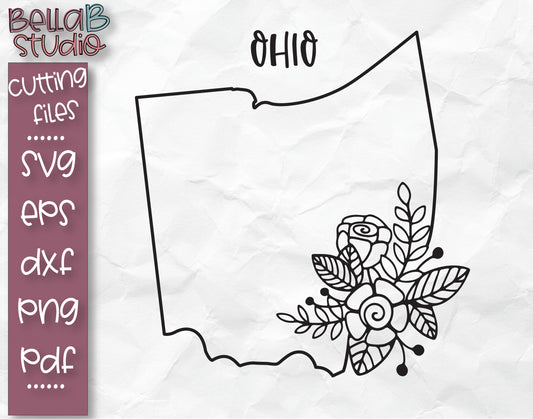 Floral Ohio Map SVG File