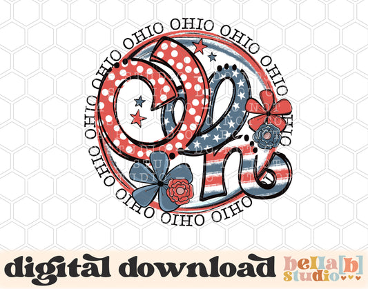 Ohio Retro Flowers PNG Design
