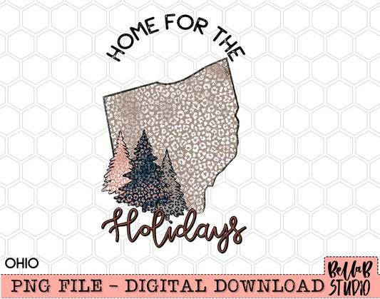 Home For The Holidays -Christmas Ohio PNG Design
