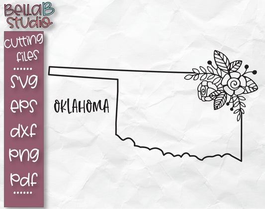Floral Oklahoma Map SVG File