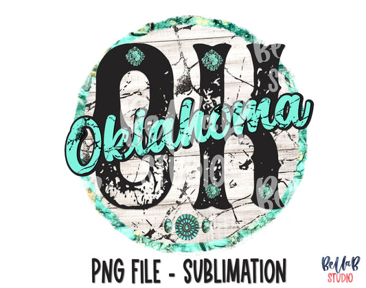 Oklahoma Turquoise Sublimation Design