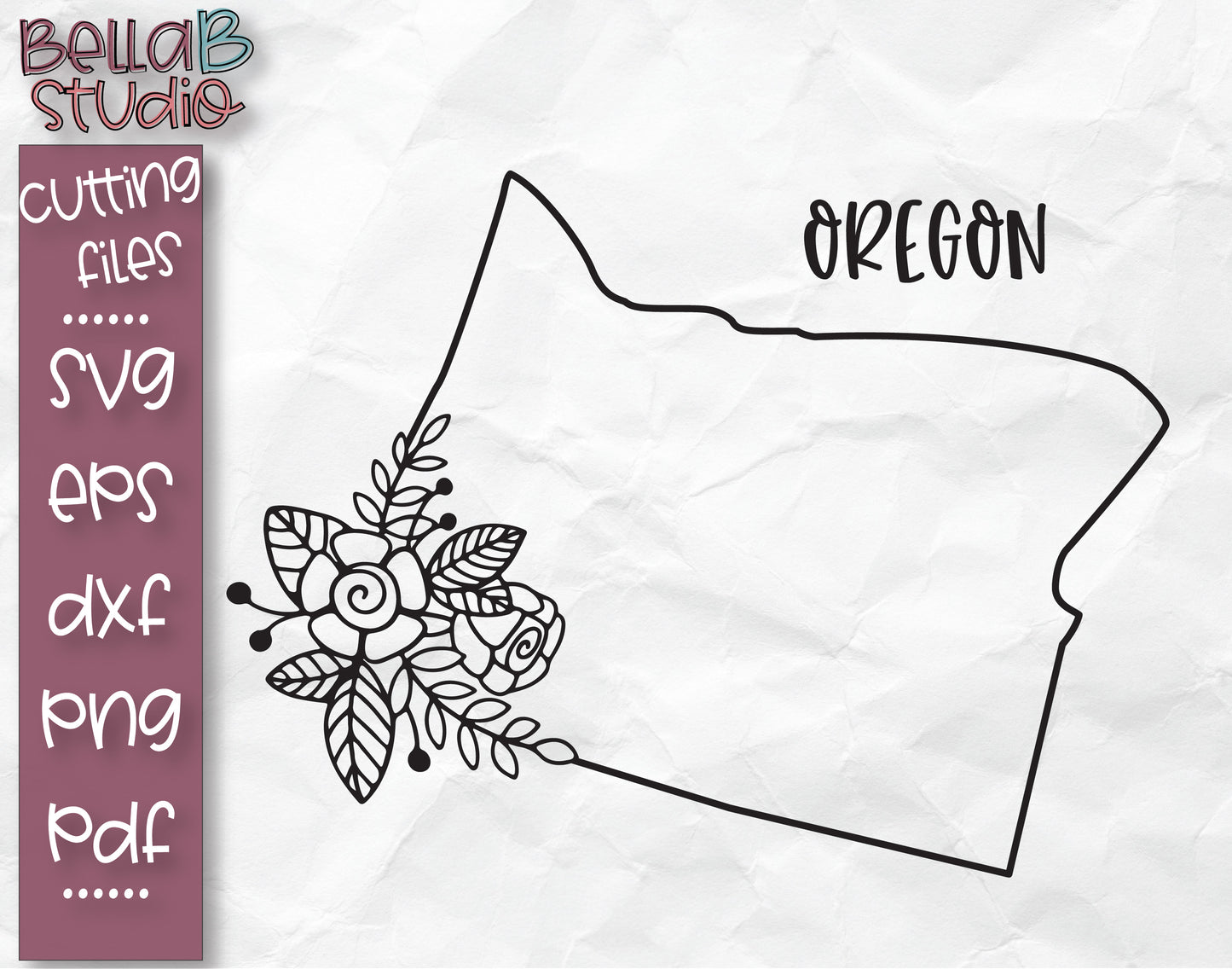 Floral Oregon Map SVG File