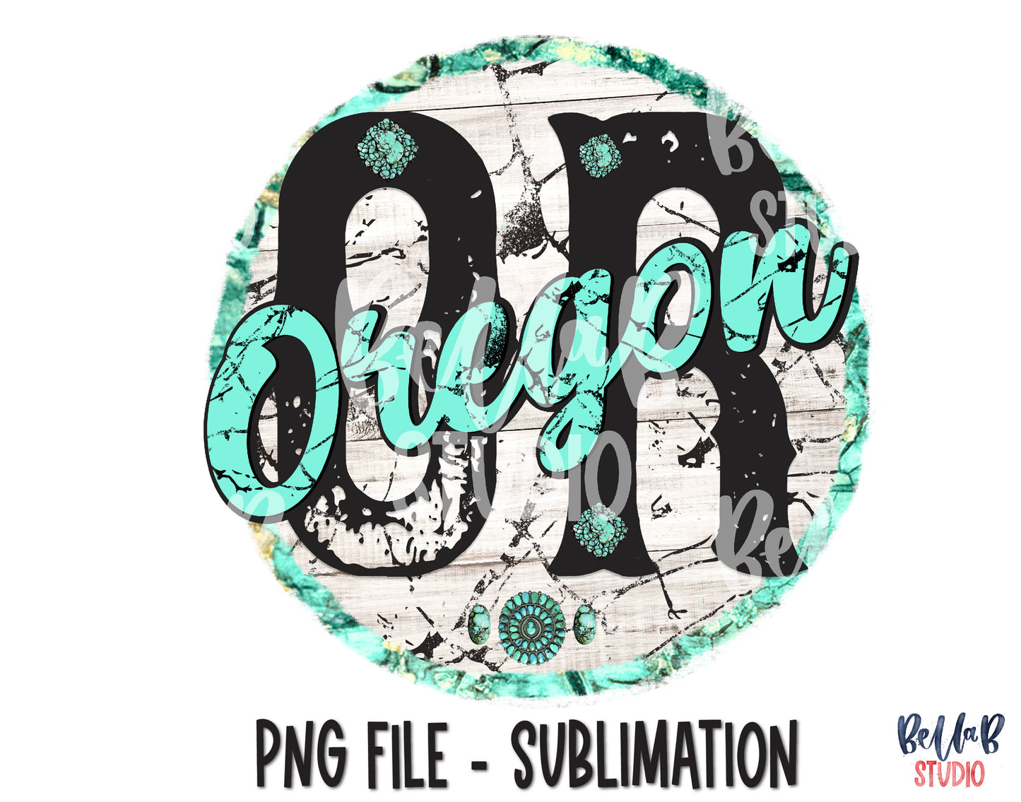 Oregon Turquoise Sublimation Design