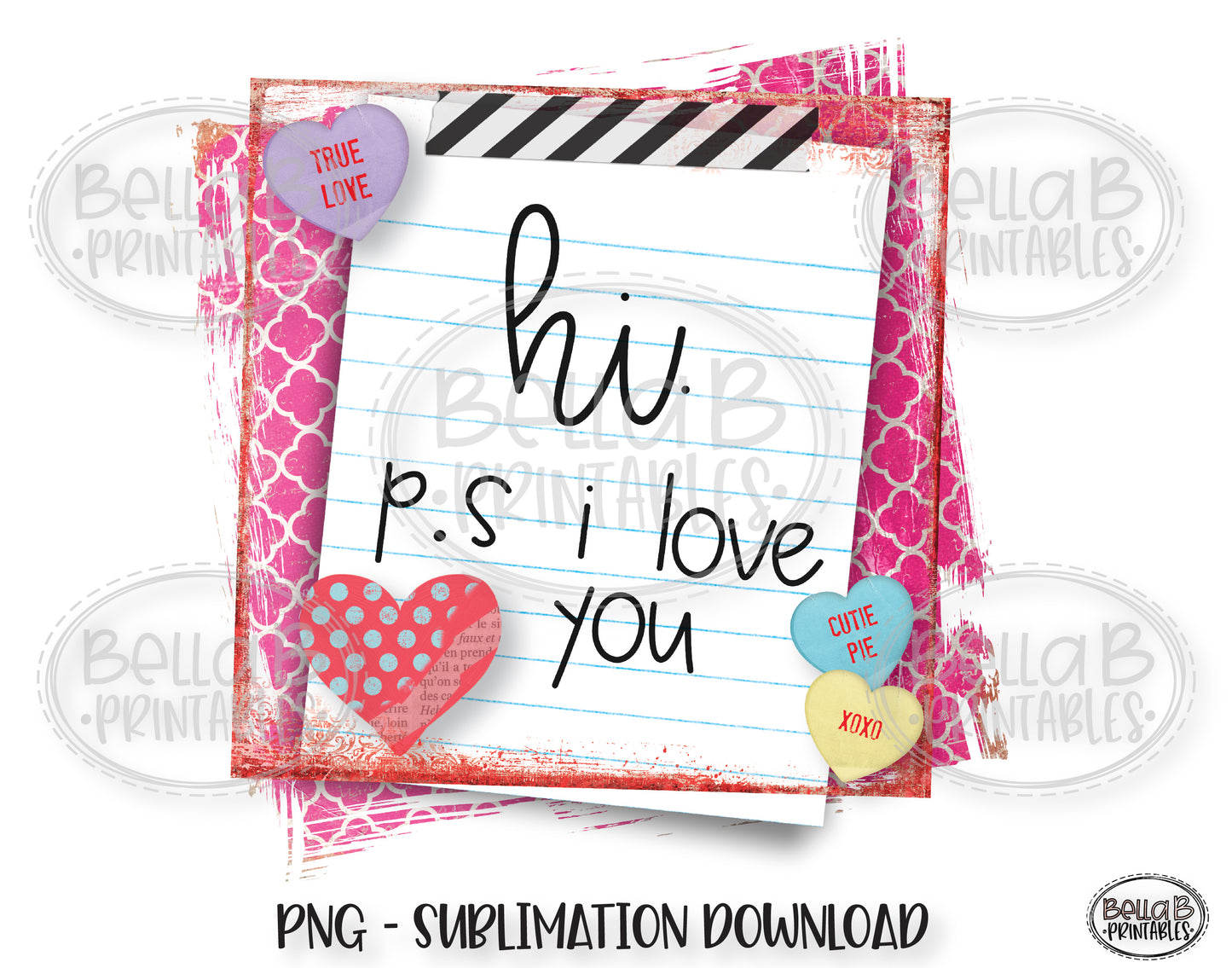 PS I Love You Valentine's Day Sublimation Design, Kids, School Note