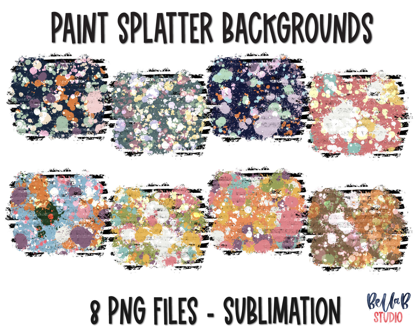 Paint Splatter and Striped Background Sublimation Bundle