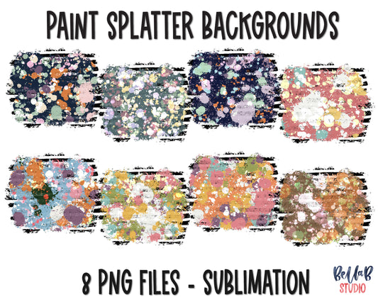 Paint Splatter and Striped Background Sublimation Bundle