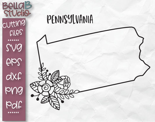 Floral Pennsylvania Map SVG File