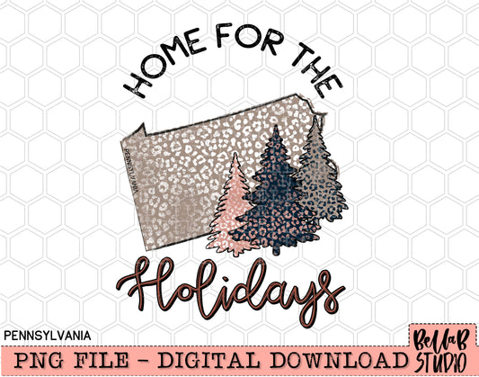 Home For The Holidays -Christmas Pennsylvania PNG Design