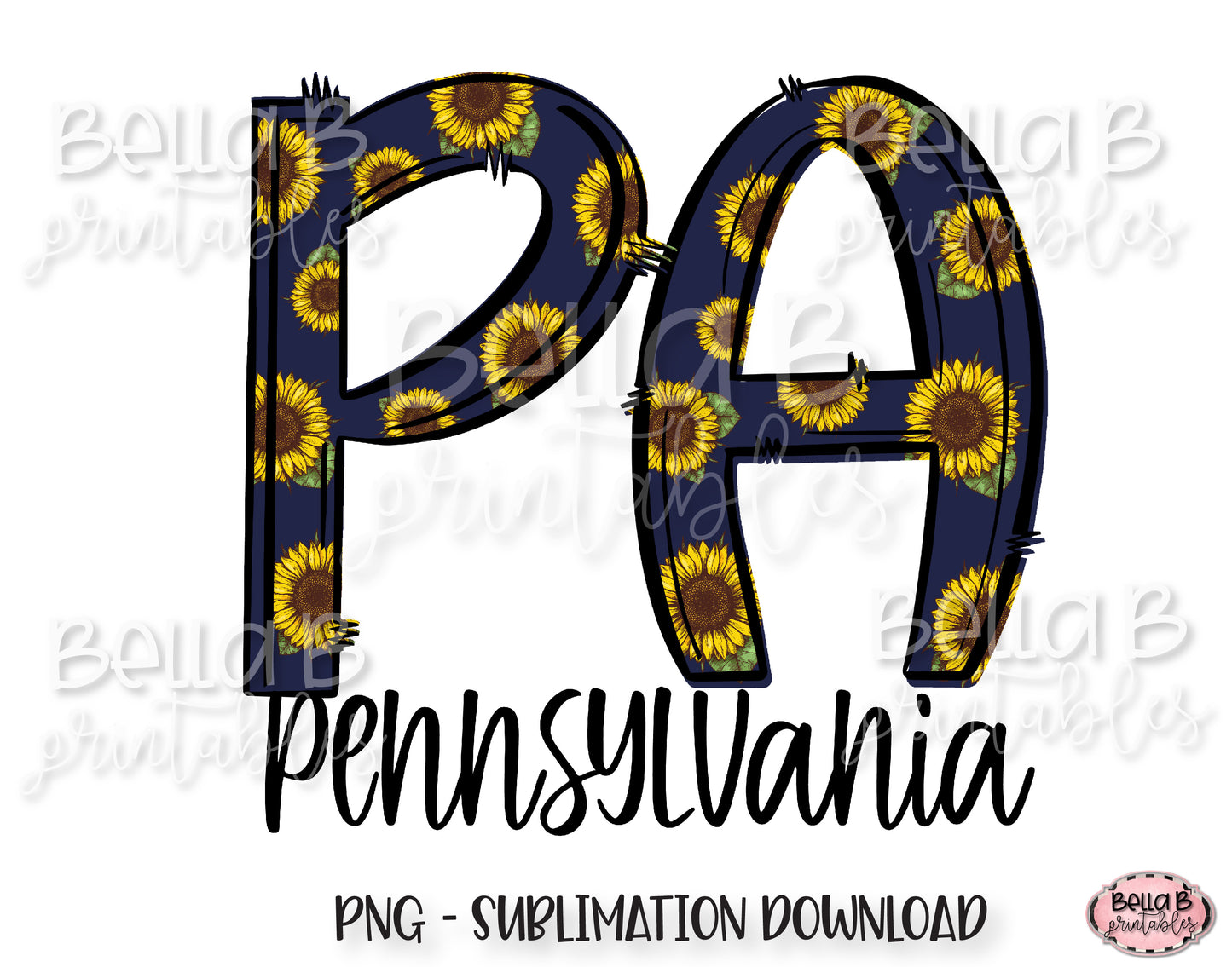 Sunflower Pennsylvania State Sublimation Design