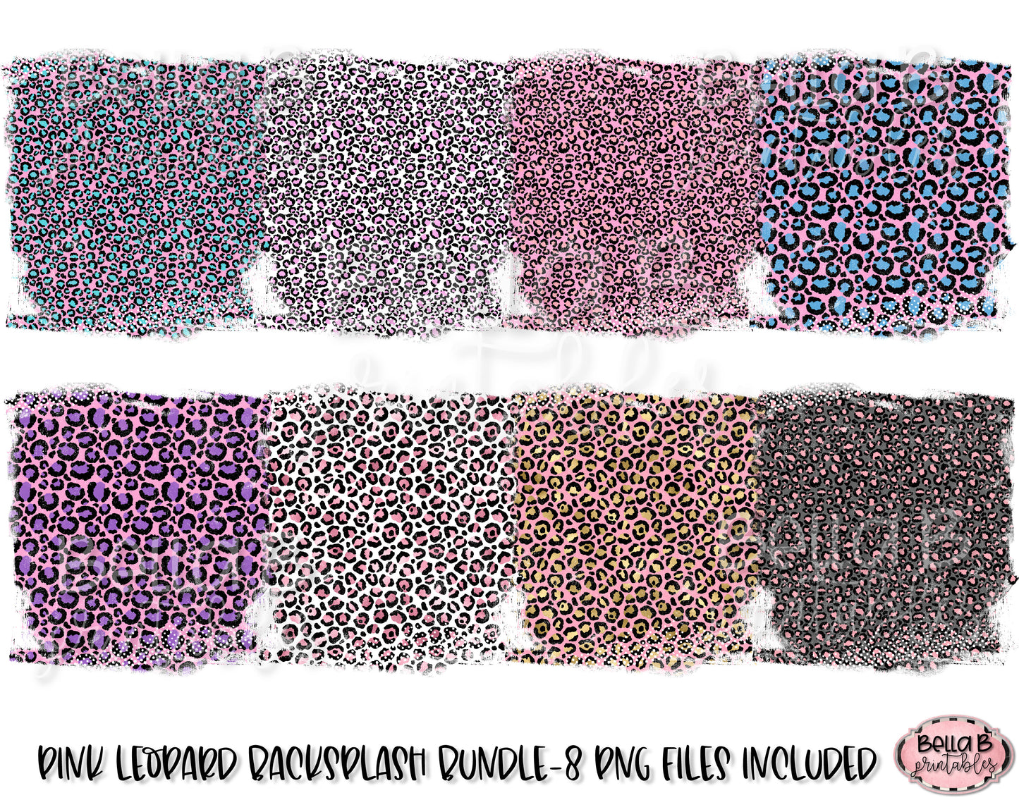 Pink Leopard Print Sublimation Background Bundle, Backsplash