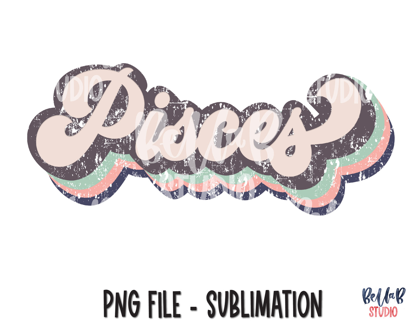 Retro Pisces Sublimation Design