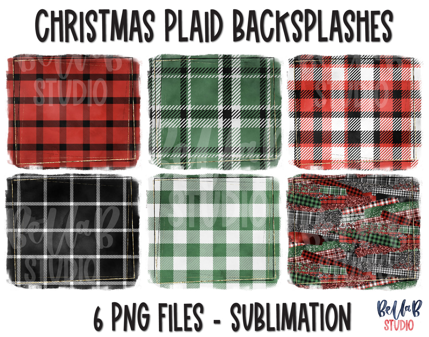 Christmas Plaid Sublimation Background Bundle, Backsplash
