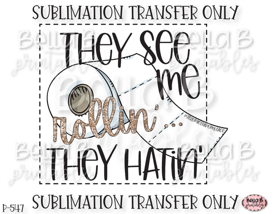 They See Me Rollin' They Hatin' Sublimation Transfer, Ready To Press, Heat Press Transfer, Sublimation Print