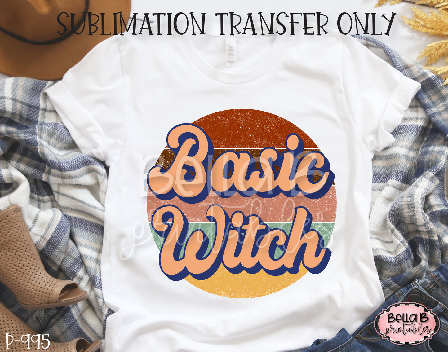 Retro Basic Witch Sublimation Transfer, Ready To Press