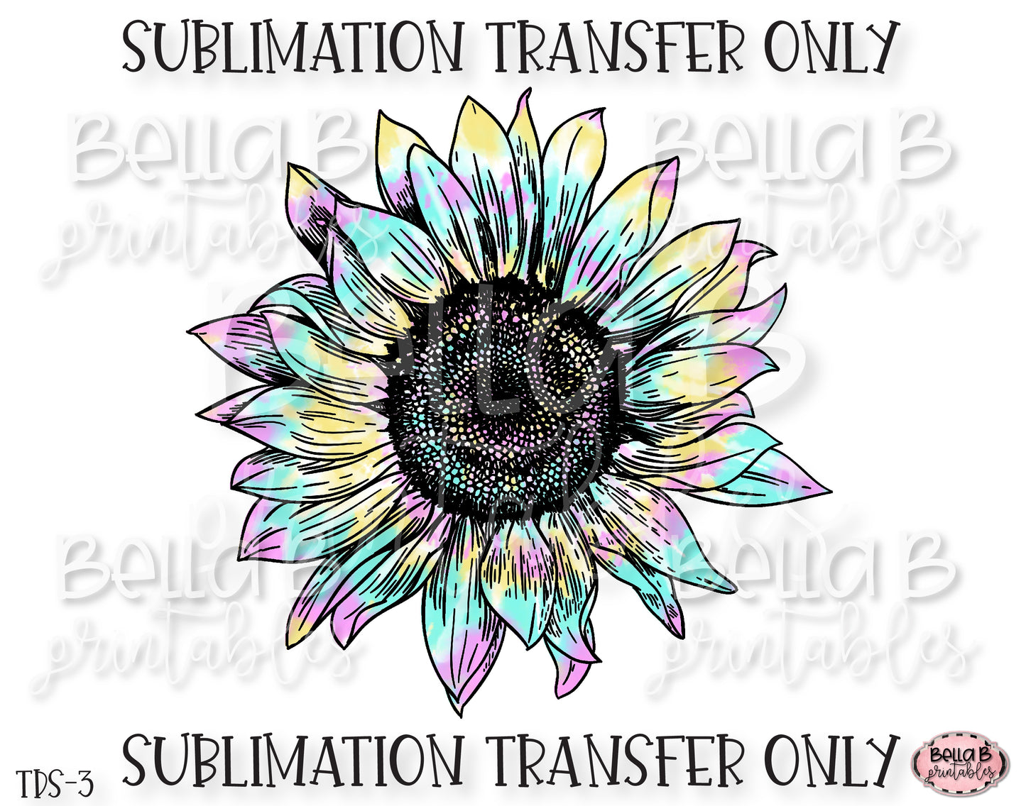 Tie Dye Sunflower Sublimation Transfer, Ready To Press, Heat Press Transfer, Sublimation Print