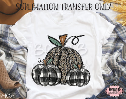 Leopard And Plaid Pumpkin Sublimation Transfer, Ready To Press