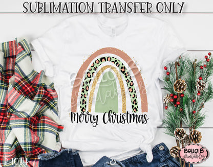 Merry Christmas Rainbow Sublimation Transfer, Ready To Press