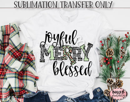 Joyful Merry Blessed Sublimation Transfer, Ready To Press