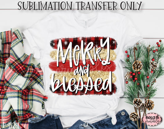 Merry and Blessed Sublimation Transfer, Ready To Press