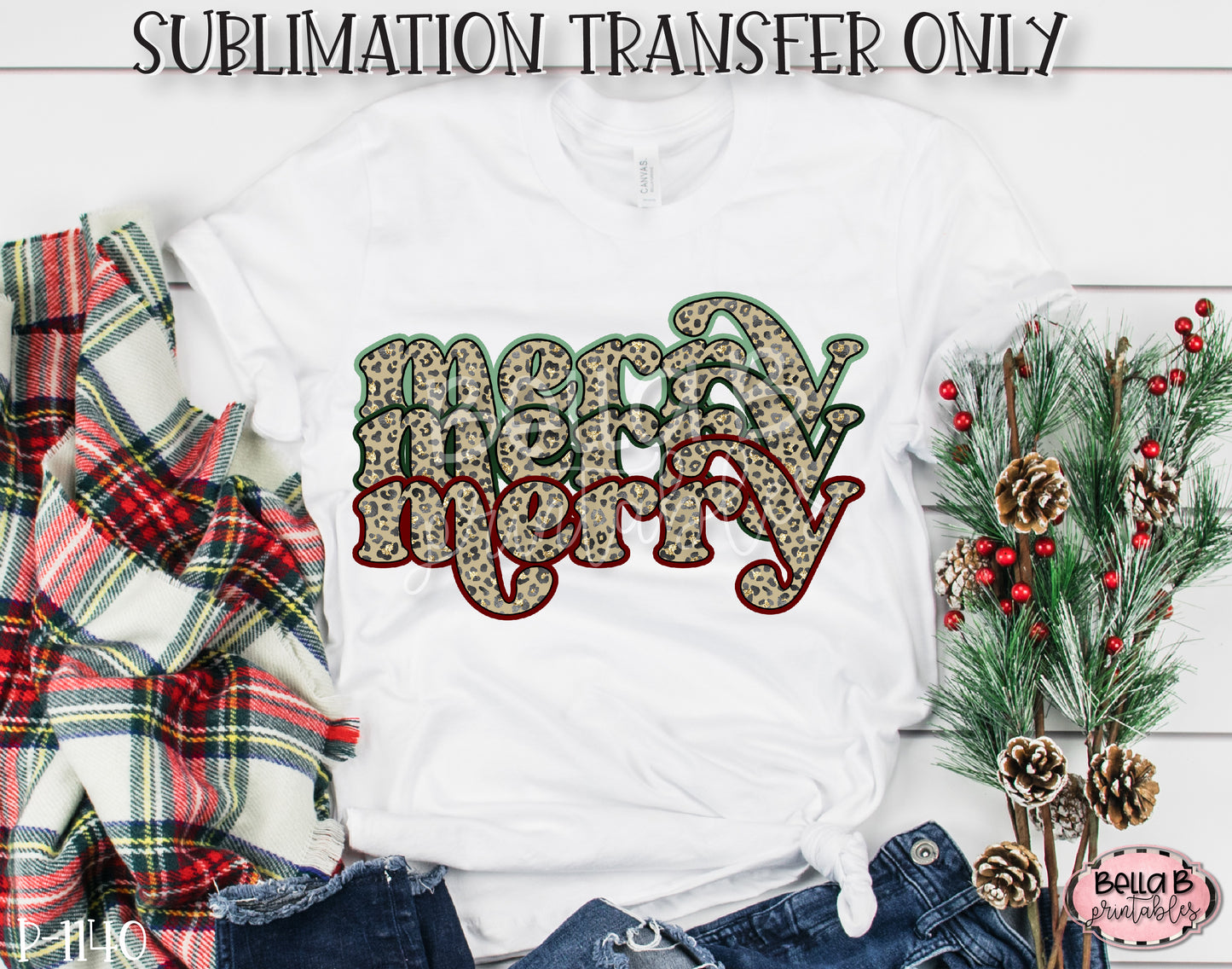 Retro Merry Merry Merry Sublimation Transfer, Ready To Press