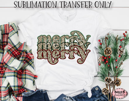Retro Merry Merry Merry Sublimation Transfer, Ready To Press