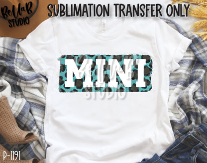 Turquoise Leopard Mini Sublimation Transfer, Ready To Press
