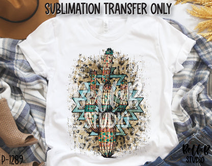 Tribal Aztec Cactus Sublimation Transfer, Ready To Press