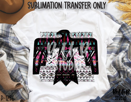 Tribal Aztec Thunderbird Sublimation Transfer, Ready To Press