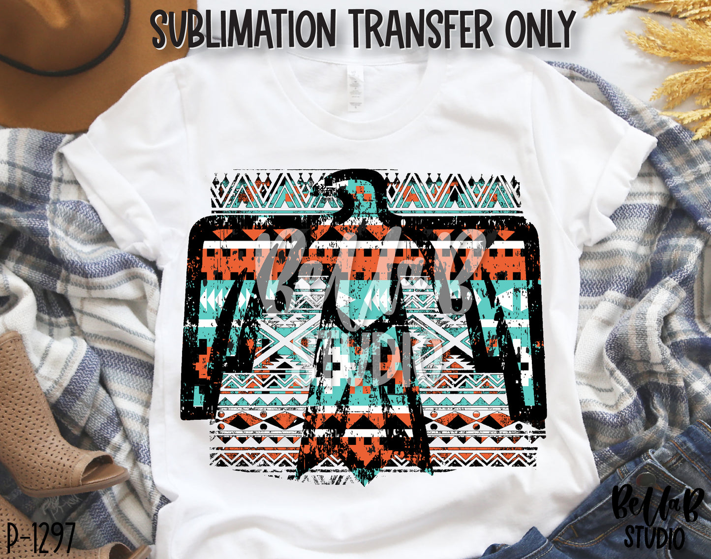 Tribal Aztec Thunderbird Sublimation Transfer, Ready To Press